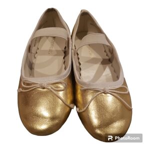 J. Crew Crew Cuts Girls Gold Strappy Ballet Flats Size 12